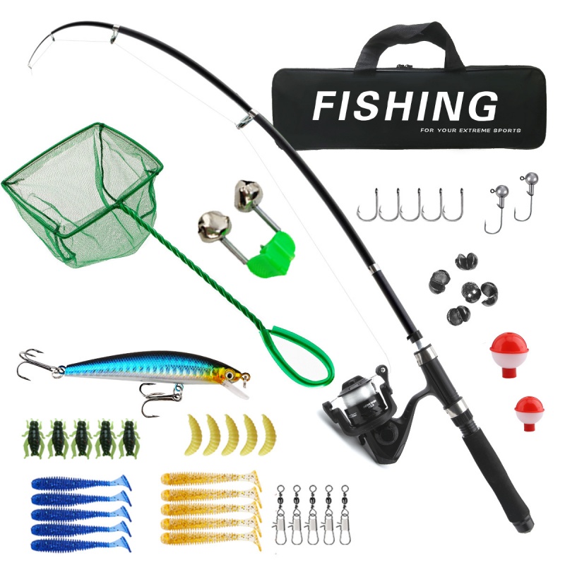 Reel Bag - Angelruten- und Rollen-Kombinationsset, Teleskop-Gussrute, rotierende Gussrolle,