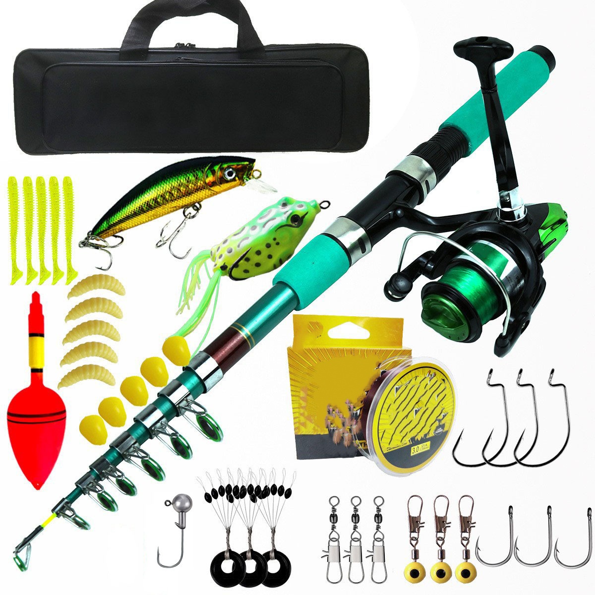 Reel Bag - Tragbares Ultraleichtes Karpfen-Teleskop-Spinnruten- und Rollen-Set, zusammenklappbare